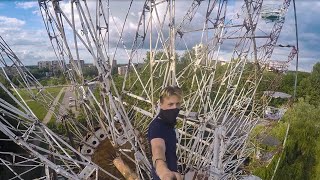 Climbing an abandoned Chernobyl look-alike Ferris wheel