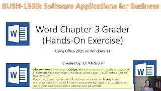 Word Chapter 3 Grader Hands-on Exercise