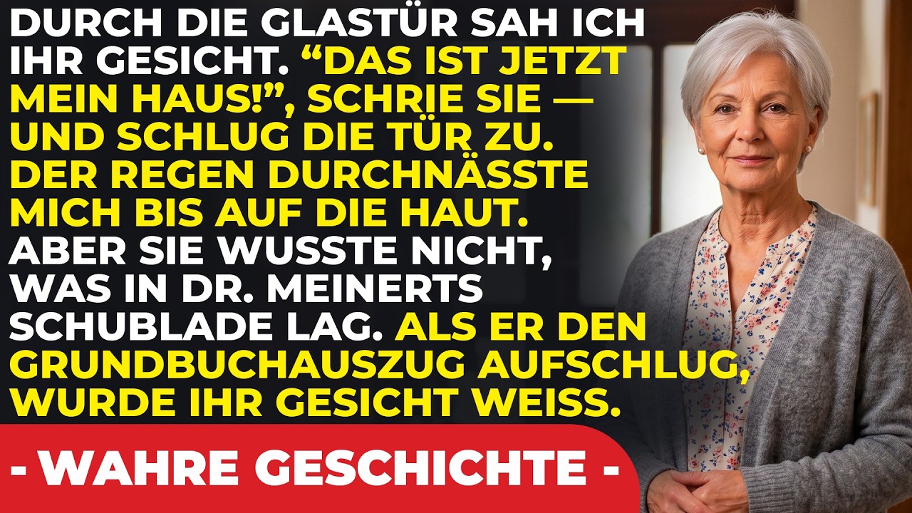 Der Regen brannte auf meiner Haut, als ich gegen die Tür meines eigenen Hauses hämmerte. Durch die Scheibe sah ich das kalte Gesicht meiner Tochter. „Das ist jetzt mein Haus!", schrie sie – und...