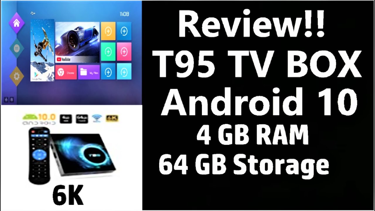 T95 TV Box Android 10.0 Quad-core, 64 GB Storage, 4GB RAM, English