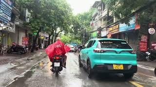 Traffic on a heavy rainy day in Hanoi June 5, 2024