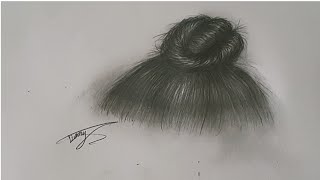 طريقة رسم تسريحة شعر كعكة بقلم رصاص للمبتدئين   How to draw a hairstyle