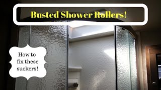 Shower door rollers fixed.  DIY in your camper. Forest River Rockwood Mini Lite 2109s