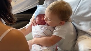 Baby Sister Meets Baby Brother for the First Time! (Emotional)