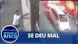 Câmera mostrou tudo: após roubar carro, bandido se envolve em acidente