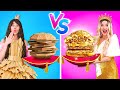 RICH VS POOR PRINCESS || Eating a $10,000 Golden Burger! Expensive VS Cheap Food by 123GO! FOOD