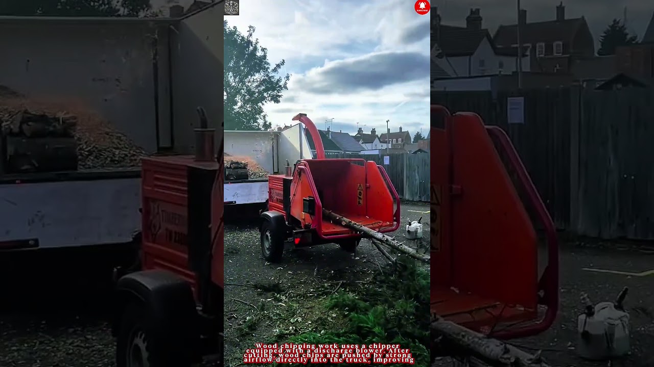 Wood Chipping Work – with High Discharge Blower Wood Chipper 