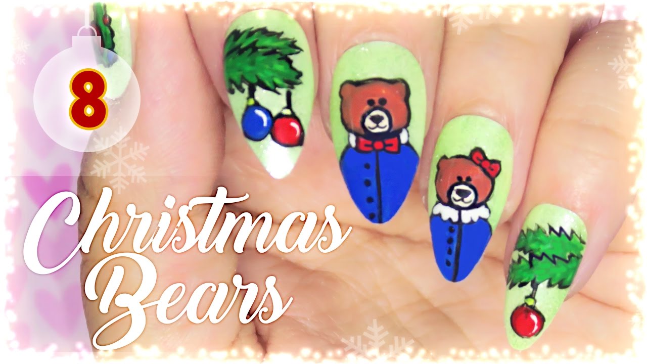 8. Christmas Bears Nail Art Tutorial // Nail Art Advent Calendar 2016