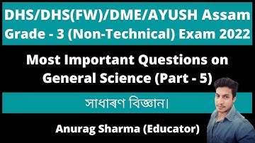 DHS/DME Grade - 3 (Non-Technical) Exam 2022: Most Important Questions on General Science (Part - 5)