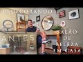 DIY Como transformar um pequeno espaço em um salão de beleza/cenário para o youtube.