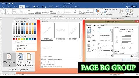 Design tab page background group  in ms word
