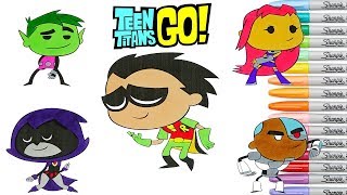 Teen Titans Go Coloring Book Pages Robin Starfire Cyborg Raven Beast Boy Rainbow Splash Ttg