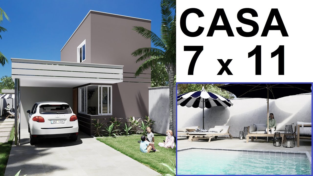 CASA PEQUENA DE 7 x 11 METROS, COM 2 QUARTOS E PISCINA # 66 - YouTube