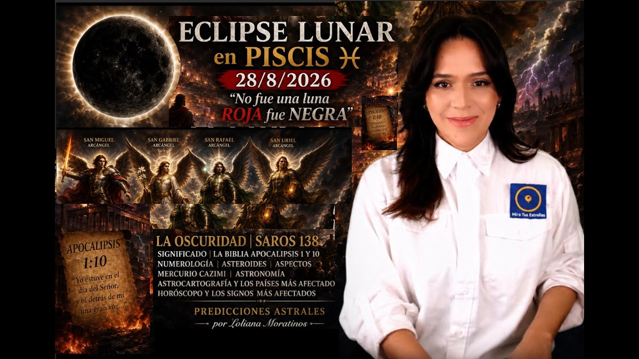 ECLIPSE LUNAR en Piscis 28/8/26 No fue una luna ROJA fue NEGRA 🌑 Apocalipsis1 ⭐Estrella del Arcángel