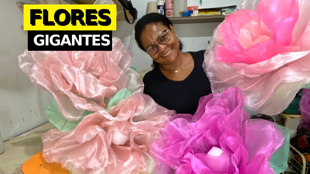 Como Fazer Flor Gigante de Organza para/ Eventos/Decorações e Fotos de uma maneira fácil( DIY)