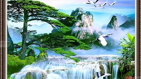 Tranh vẽ 3d sơn thủy nước non hữu tình/ Clip chi tiết vẽ Tranh phong thủy thác nước nghệ thuật đẹp