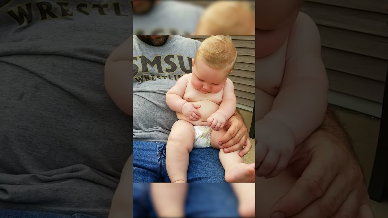 Baby Figure Out He Have A Soft Belly 😂🤣 