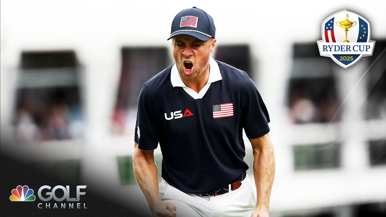 Justin Thomas pushes through nerves for strong tee shot on Ryder Cup Day 2