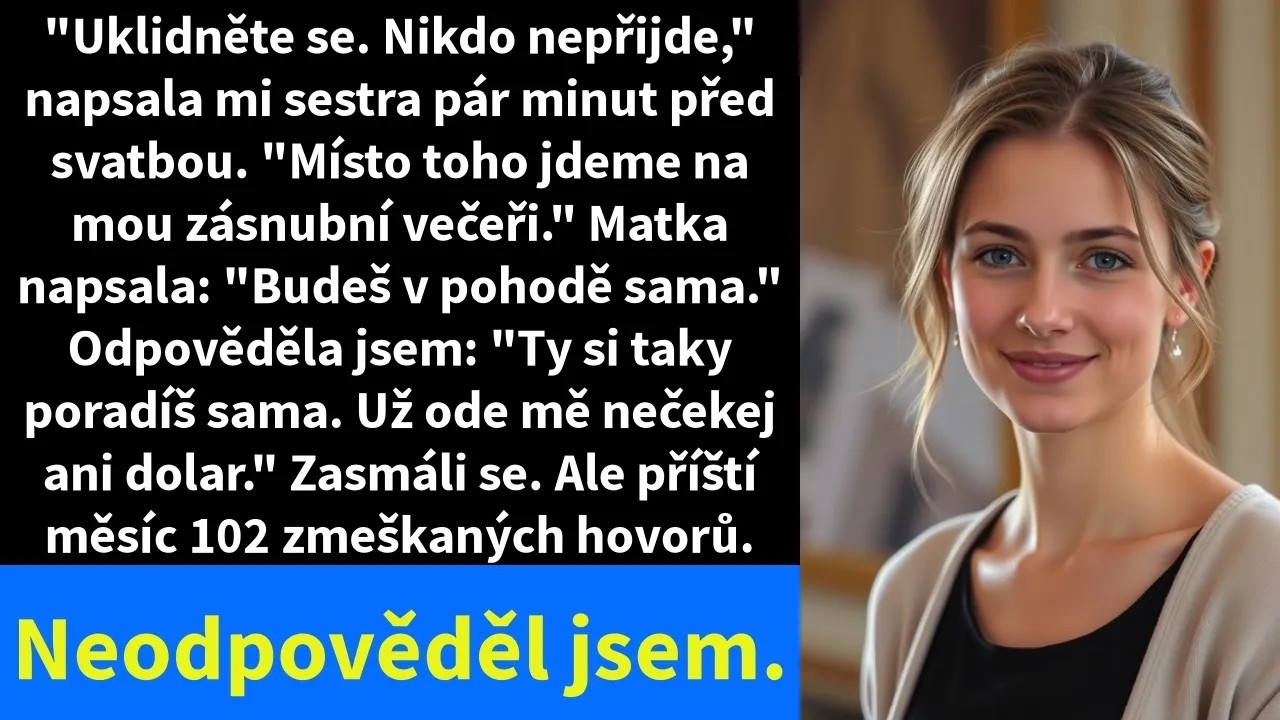 Seděla jsem v bílých šatech a poslouchala matku, jak u jídelního stolu klidně oznamuje, že použije dědečkových 25 000 dolarů z mého svěřeneckého fondu na sestřinu svatbu. „Je to důležitá investice...