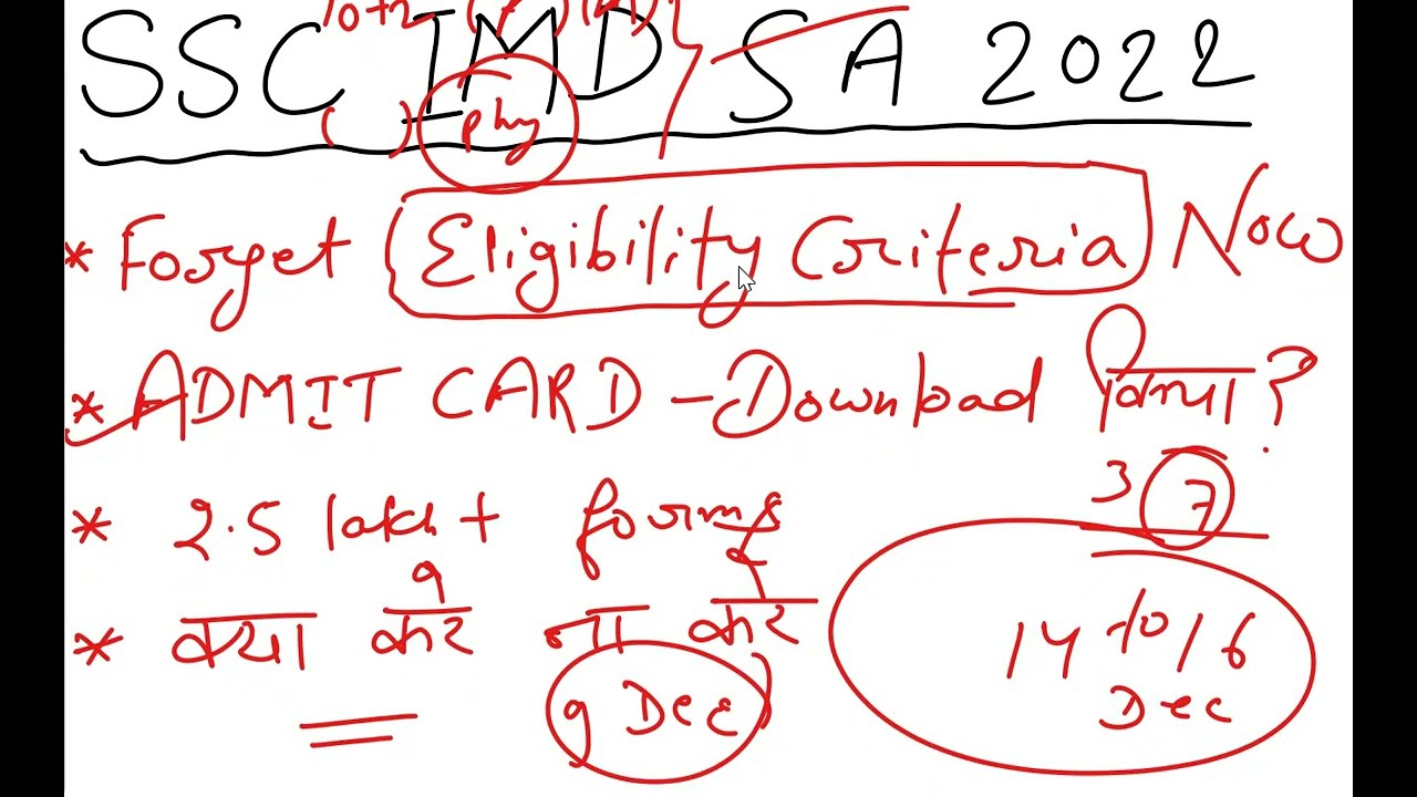 SSC IMD SA 2022 Exam Discussion: RTI Reply, Admit Card released & more! 