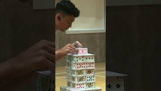 Tallest house of cards built in 24 hours ⏱️🃏 61 levels by Arnav Daga 🇮🇳