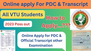 How apply to for pdc and Official transcript in vtu 2023 | onlin apply for PDC & OT 2023 in kannada|