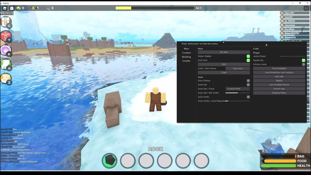 Roblox Booga Booga Script (AutoPickUp, AutoEat, AutoCraft, Invisible
