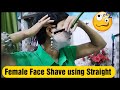 Female Face Shave Using Straight Razor Female Full Face थ र ड ग Female Face Shave New Video 