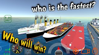 RMS Titanic Vs HMHS Britannic Vs Cruise Ship Vs Container ship Vs Tanker Ship - Ship Mooring 3D