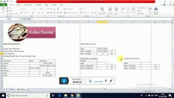 MS Excel- Date Function Part 1