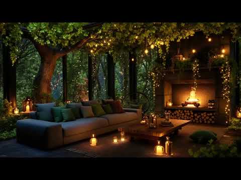 Gentle Rain on a Cozy Porch & Fireplace 🌧️ Soothing Ambience for Focus and Relaxation