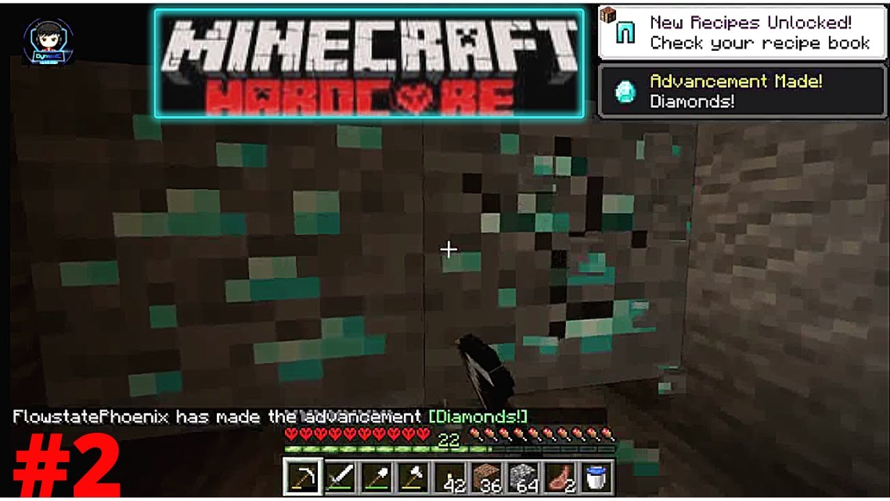 Minecraft Hardcore Part 2 (Going into the cave /Finding diamonds ...