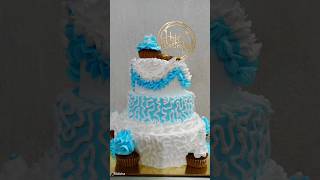 #gorgeous cake decoration for beginners #white and blue ???#cakedecorating #shorts