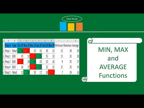 Work with MIN, MAX and AVERAGES from data sets in Excel