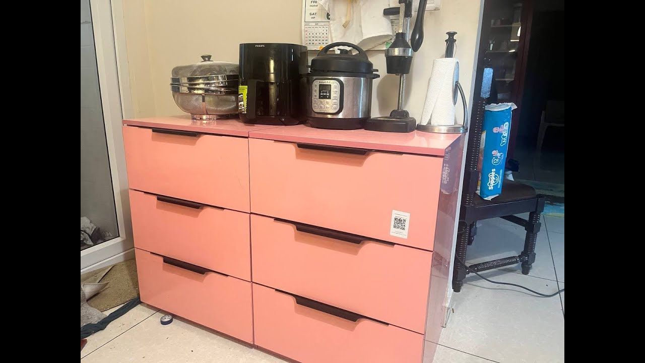 Convert Kitchen space to storage | Pink Kitchen | Kitchen soft close drawer|  MakeItYourselves