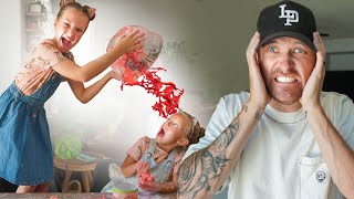 SISTERS SLIME PRANK ON DAD! (HE GOT MAD)