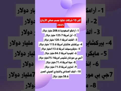 أكبر 10 شركات عالمي ا حسب صافي الأرباح 2025
