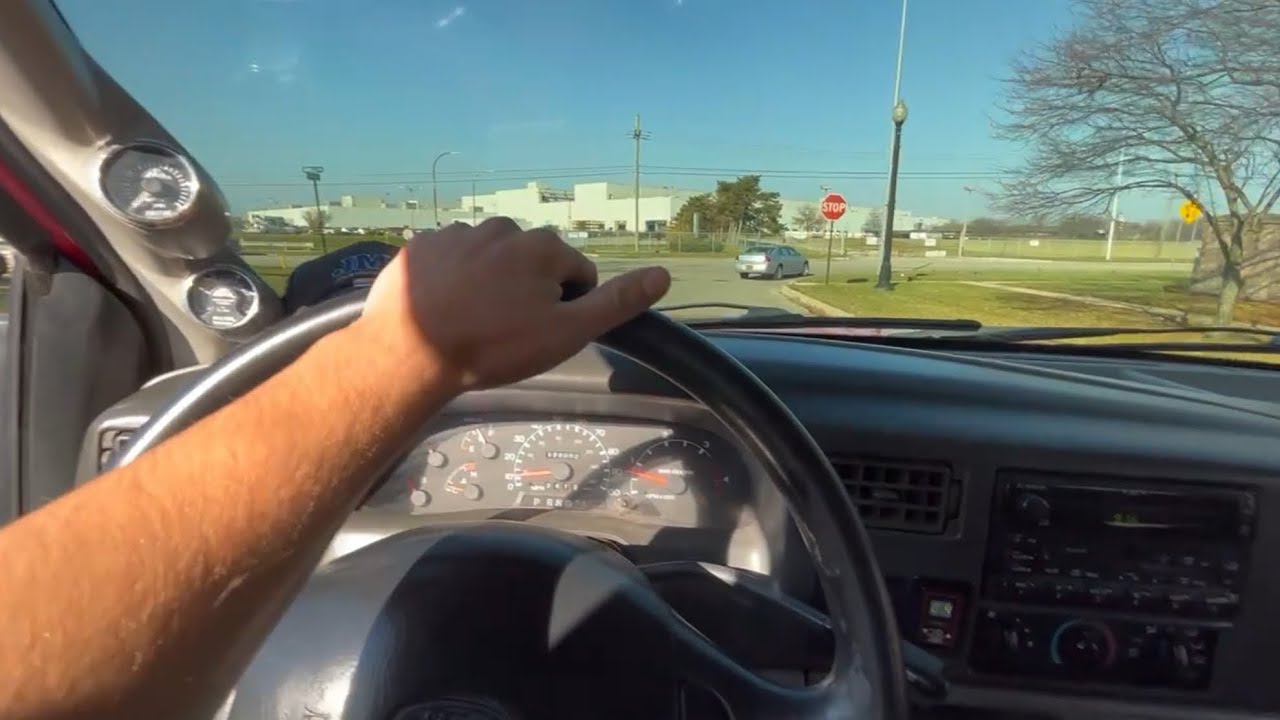 Straight piped 7.3 powerstroke low rpm driving