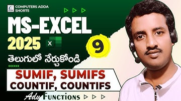 09 || Ms-Excel 2025 Telugu Tutorials👉SUMIF & SUMIFS - COUNTIF & COUNTIFS Functions in Excel Telugu