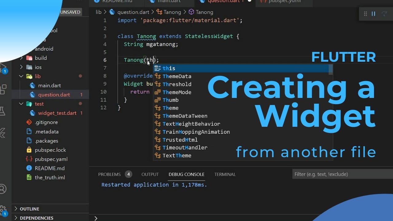 Widget from another File in the Same Folder in Flutter - YouTube