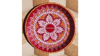 Pooja thal | Karwachauth aipan thali | Plate decoration | Aipan Art | Handmade painted thal |