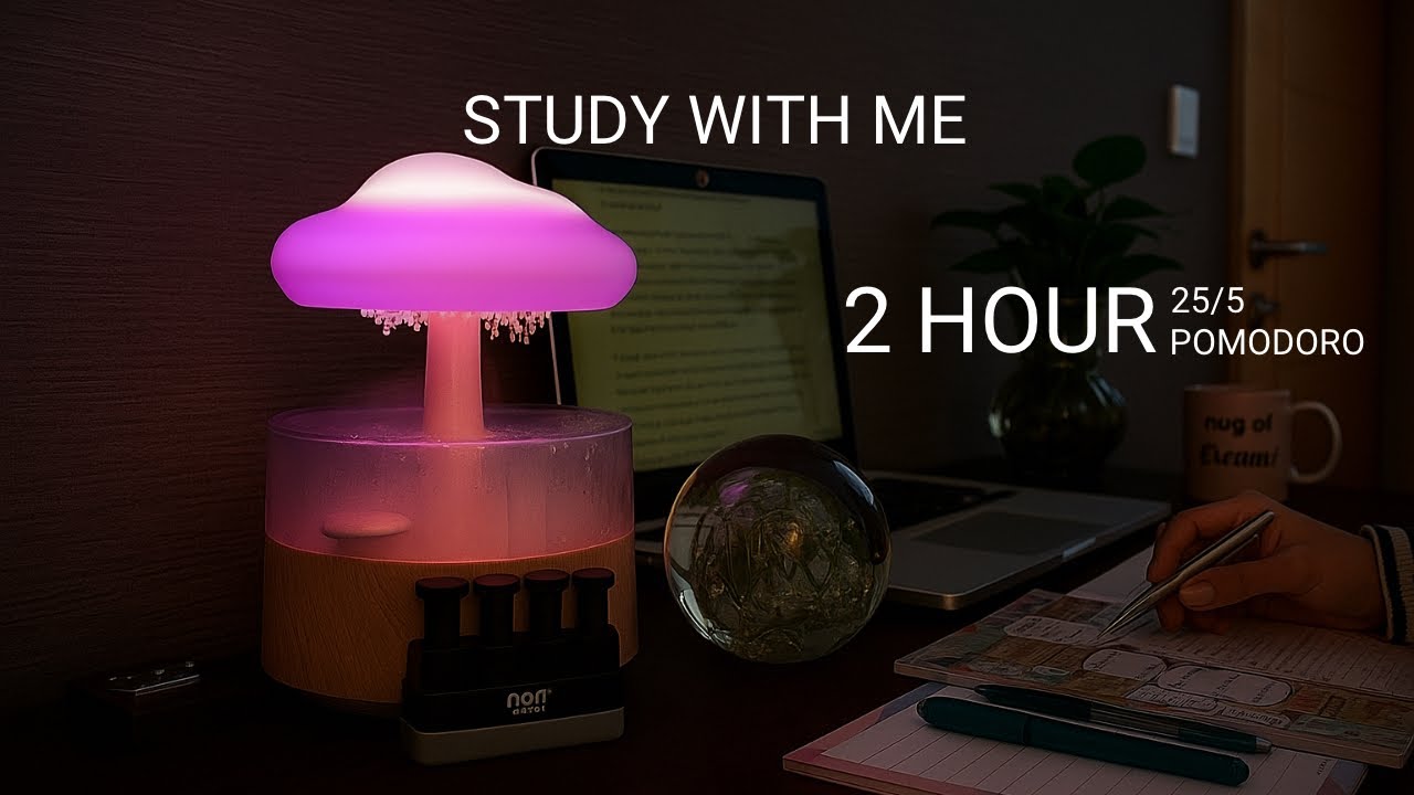 2 HOUR STUDY WITH ME | Background noise 📚, Rain Sounds 🌧️ | Pomodoro 25 ...