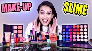 AL MIJN MAKE-UP IN SLIJM MENGEN! || Slime Sunday