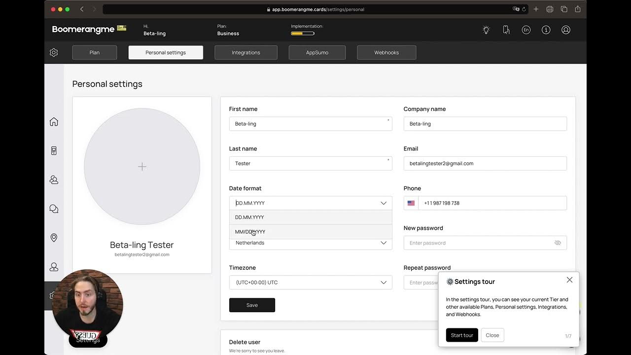 Personal account settings YouTube