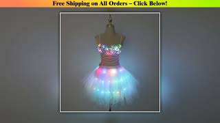 New Led Bra Tutu Skirt Colorful Flash Diamond Bra Belly Dance Led Skirt Christmas Dance Party Y
