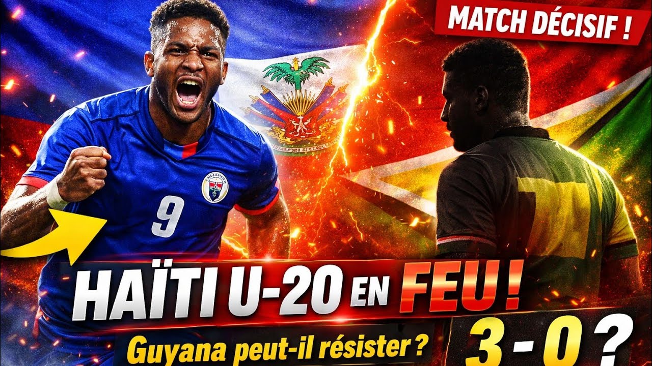 U-20 DE LA SÉLECTION HAÏTIENNE VS U-20 GUYANA MATCH LIVE AUJOURD'HUI 