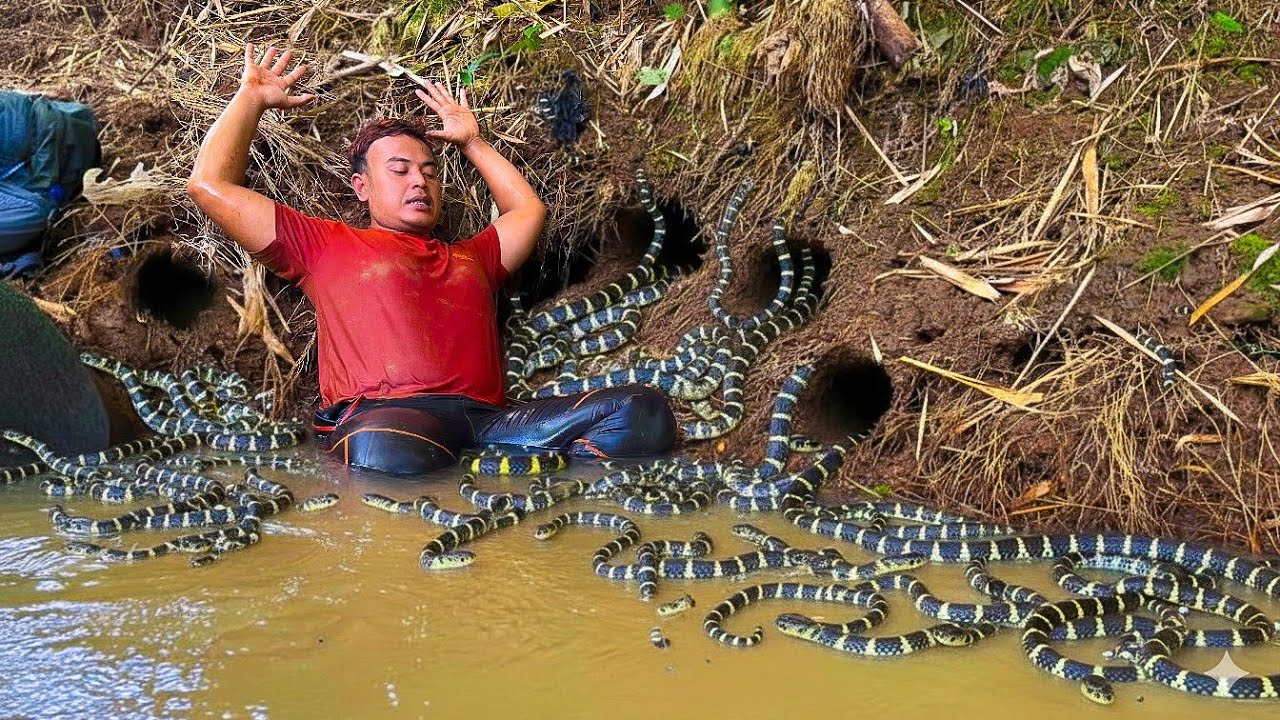  Menemukan  Sarang Ular Belang di Sungai