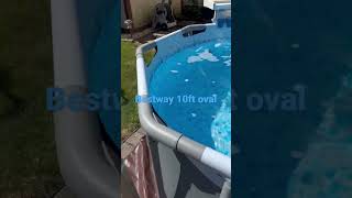 Bestway 10 ft oval pool with solar heater and water falls.perfect for small backyard.