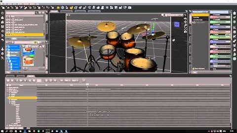 Daz Studio 4.8 Modifying right hand drum stick and the crash2 animation