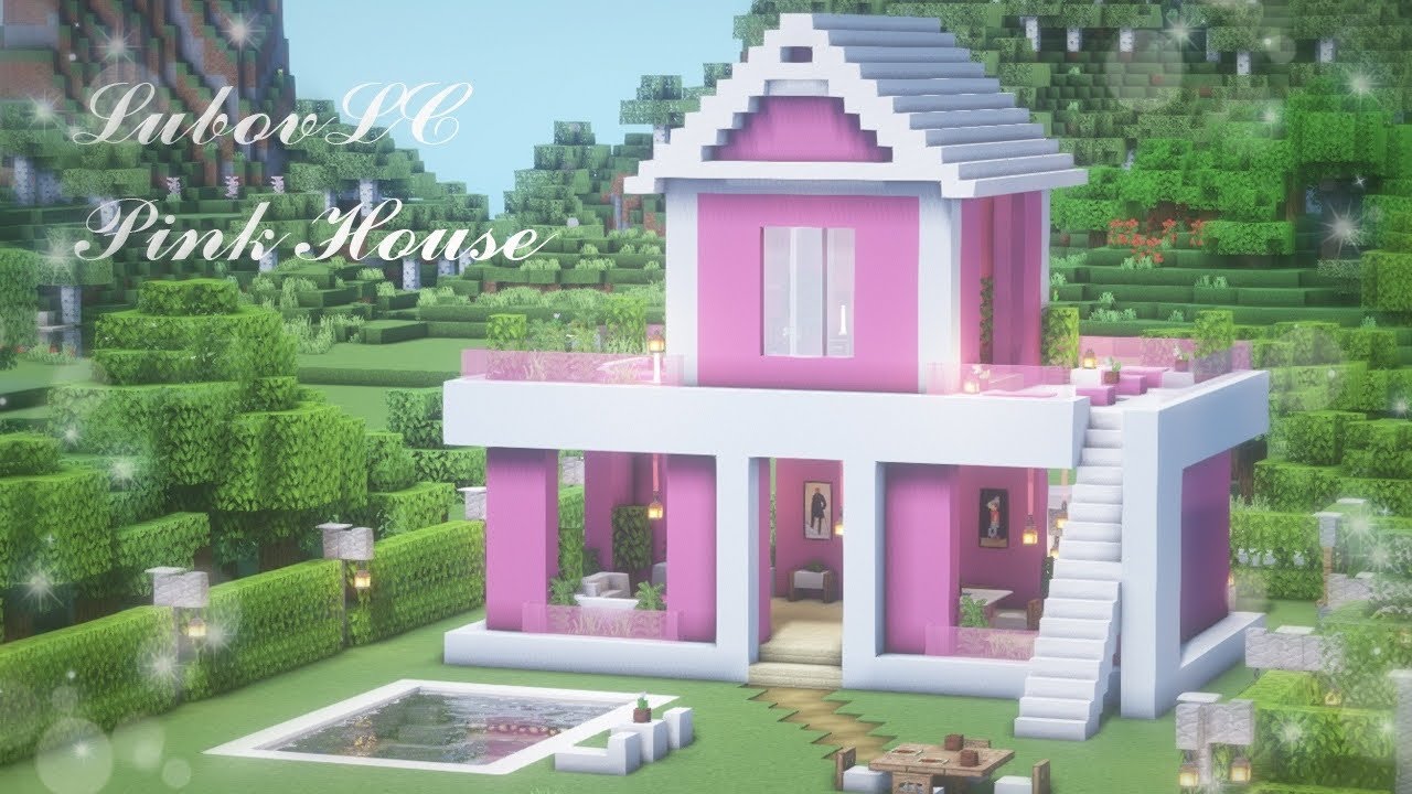 ⛏️ Tutorial de Minecraft :: 😍 Casa moderna color rosa minecraft 🏩 